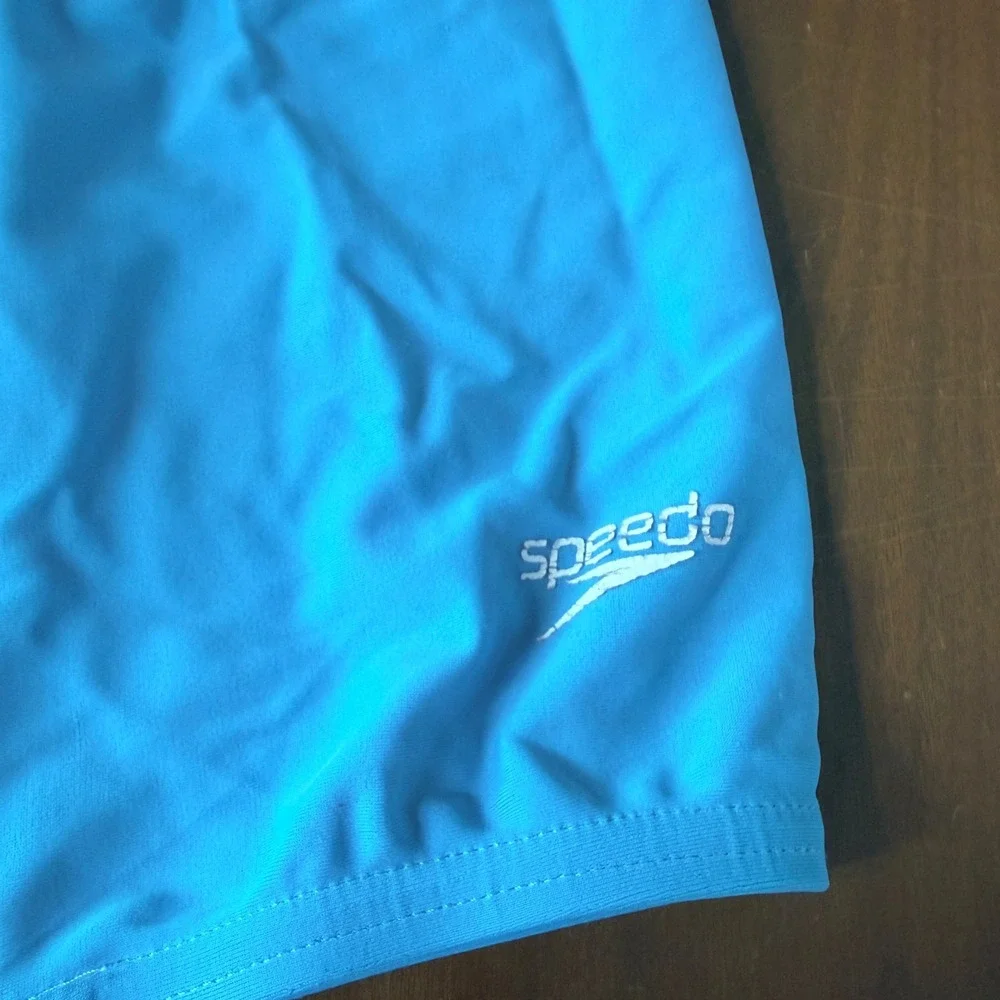 Speedo Swim Jammers Boys Size 7 Blue Solid Performance Swimwear Athletic